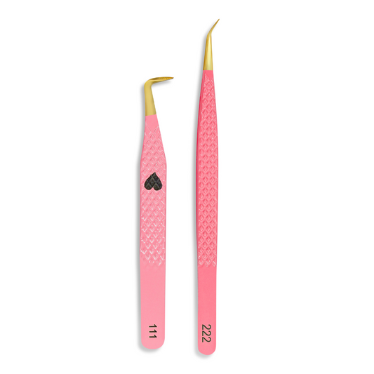 Bloomed Tweezer Duo| Boot Tweezer (Fiber Tip) + Tiny Tip Isolation Eyelash Tweezer - iLuxe Lash