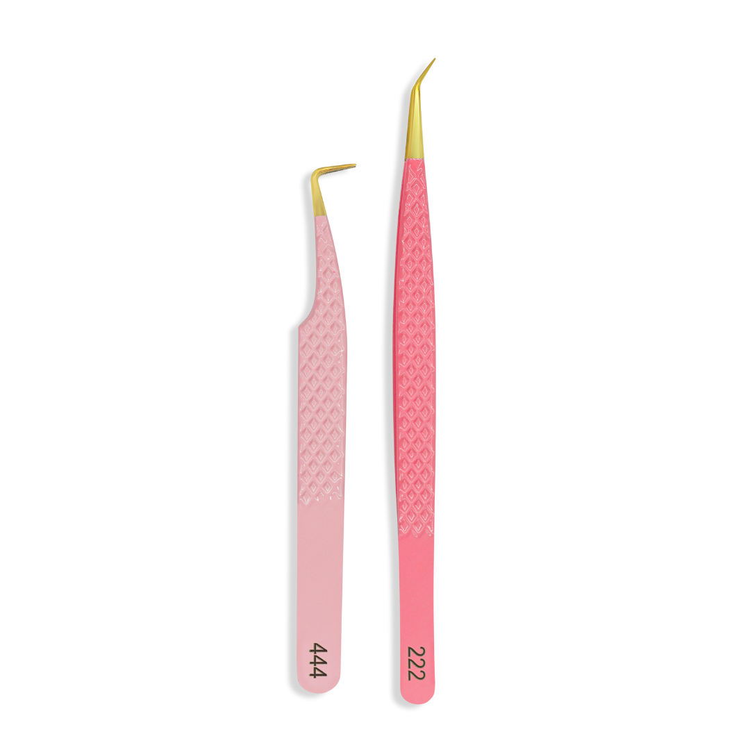 Bloomed Tweezer Duo| Only Fan Fiber Tip  + Tiny Tip Isolation Eyelash Tweezer - iLuxe Lash 