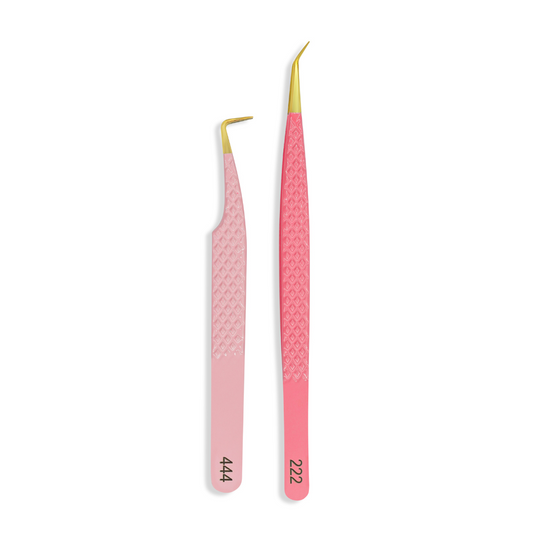 Bloomed Tweezer Duo| Only Fan Fiber Tip  + Tiny Tip Isolation Eyelash Tweezer - iLuxe Lash 